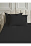 Line Black Cotton Satin Double Duvet Cover Set 4 Piece Set with Elastic Sheets - 5