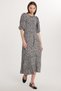 Women's Regular Fit Classic Cut Balloon Sleeve Leopard Print Dress - 2