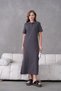 Polo Collar Short Sleeve Slit Relaxed Jersey Dress - 3