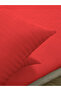 Line Red Cotton Satin Double Duvet Cover Set 4 Piece Set with Elastic Sheets - 4