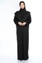Women's hijab cotton prayer dress with lace trim, one-piece combed cotton fabric, black - 6