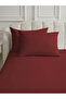Line Burgundy Cotton Satin Double Duvet Cover Set with Elastic Sheets 4 Piece Set - 5