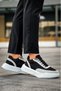 Lace-Up Men's Sports Shoes Black Gray (White Sole) - 4