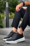 Lace-Up Men's Sports Shoes Black (White Sole) - 2