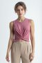 Dark Pink Crew Neck Cotton Sleeveless Crop Women's T-Shirt Tiana S/L Top - 3