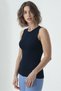 Black Crew Neck Modal Sleeveless Women's T-Shirt Sharon S/L Rib Top - 3