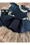Girl's Ruffle Sleeve Black&Gold Skirt Suit - 4