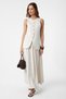 Ecru Linen Blended Women's Long Vest