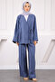 Indigo Waist Tied Modal Kimono Pants Suit