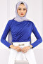 Cobalt Blue Draped Front Sandy Blouse - 2