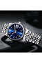 Men's Silver Color Blue Dial Analog Wristwatch with Calendar - 3
