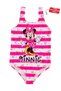 Stylish Girl's Swimsuit Fuchsia Striped Minnie Mouse Print Comfortable Quick Dry Sea Pool Bikini
