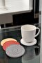 Bohemian Patterned Concrete Coaster Set – 10 cm - 4 Mixed Colors (White, Gray, Yellow, Tile) - 7