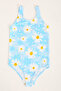 Girls' Swimsuit Blue White Daisy Pattern Comfortable Quick Dry Swimsuit Sea Pool Beach Swimsuit - 3