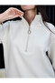 Stone Oversize Zipper Detailed Scuba Knitted Tunic - 2