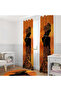 Artistic & Traditional Figured Background Curtain – Authentic Touch in Orange Tones 140X260 cm Single Wing - 5