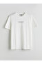 Xside Ecru Crew Neck Printed Combed Cotton Mens T-Shirt