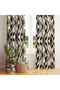 Yellow and Black Detailed Decorative Curtain – Modern & Aesthetic Style 140X260 cm Single Wing - 3