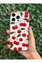 iPhone 15 Compatible Cherry Printed Transparent Phone Case