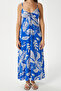 Women's Greta Blue Ecru Strappy Viscose Long Dress - 6