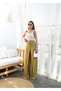 Leyla Sanat a New Perspective on Art Linen Front Cross Piece Elastic and Lacing Wide Leg - 4