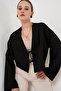 Tied Front Linen Kimono 960 - Black
