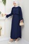 Lace Detailed Skirt Suit Navy Blue Hm2724 - 4