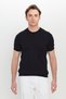 Men's Black 100% Cotton Standard Fit Regular Cut Crew Neck Knitwear T-Shirt