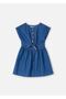 Girl's Buttoned Dress Dark Blue 3931