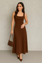 Women's Soft Touch Square Neck Front and Back Dress Brown MDV1001 - 2