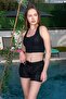 Woman's Black Basic Oversized Swimsuit Sea Shorts - 3