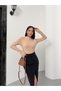 Women's 3-Piece Long Sleeve Bodysuit Black White Beige Half Turtleneck Bodysuit Cotton Badi 3Pcs Economical - 4