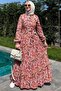 Shawl Patterned Dress Salmon