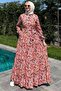 Shawl Patterned Dress Salmon - 2