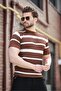 Brown Striped Crew Neck Knitwear T-Shirt E7414 - 2