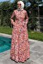 Shawl Patterned Dress Salmon - 5