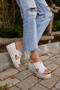 Evelin Women's White Real Leather Puff Sole Slippers - 6