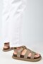 Capra Women's Genuine Leather Scarf Velcro Mink Sandals - 6