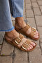Parsy Women's Hold Tan Real Suede Slippers - 5