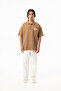 Breast Stress Less! Good Luck Embroidered Double Pike Fabric Men's Polo Neck Oversize T-Shirt - 3
