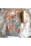Floral Printed Beads Work Organza Unstitched Dress Material - 2