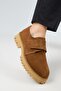 Mimi Women's Genuine Leather Velcro Tan Suede Shoes - 5