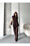 Tie-Detail Double Belted Blazer Vest Trousers Set - 6