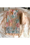 Floral Printed Beads Work Organza Unstitched Dress Material