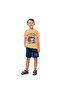 Boys Cute Bus "ROAD TO COAST" Set T-Shirt & Pull-On Shorts - Coral & Blue - 4