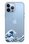 جراب سيليكون شفاف بتصميم مموج كاناجاوا أوكي نامي أورا متوافق مع هاتف iPhone 13 PRO