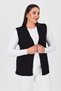 Women's Black Pocket Winter Thick Knitted Knitwear Mother Vest - 3