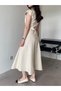 Stone Color Button Detailed Belted Dress - 4