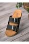 Black Women's Genuine Leather Orthopedic Buckle Slippers - 6