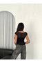Asymmetric Cut Sheer Crop Blouse with Lace Trim – Soft Textured, Short Sleeves, Modern and Stylish - 4
